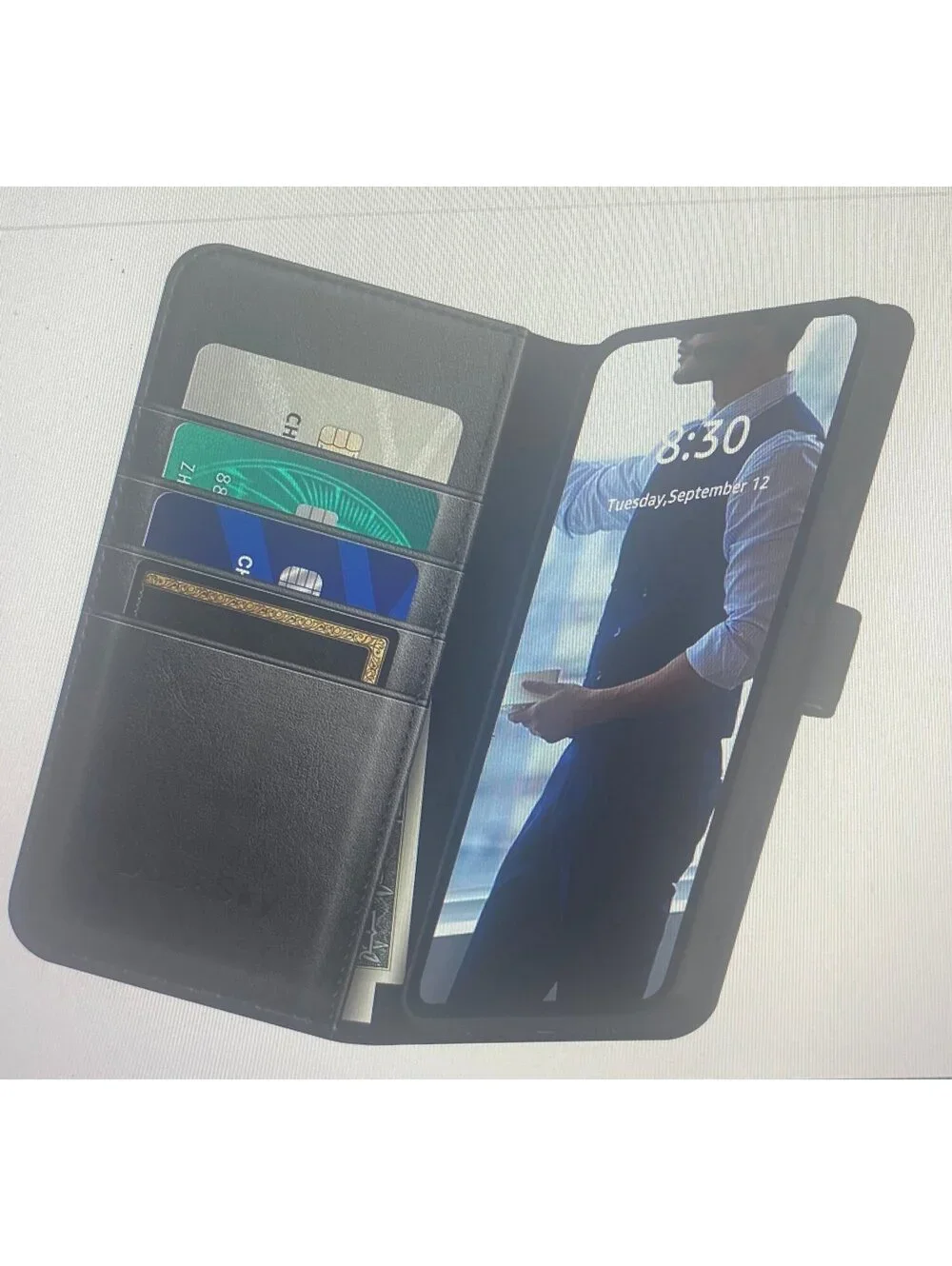 DuckSky Wallet Case for iPhone 16 Pro Max Black